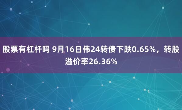 股票有杠杆吗 9月16日伟24转债下跌0.65%，转股溢价率26.36%