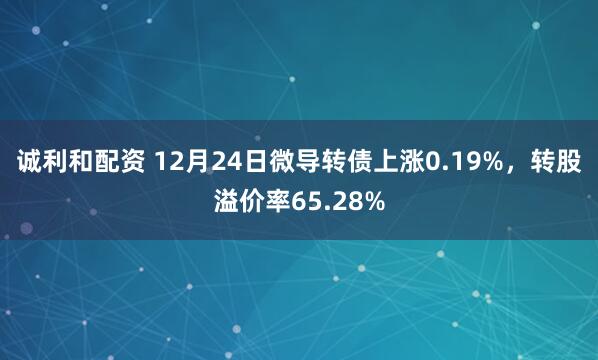 诚利和配资 12月24日微导转债上涨0.19%，转股溢价率65.28%